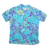 IZOD Womens Blue & Purple Pattern Shirt S Cotton Blend Casual Tropical Print