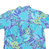 IZOD Womens Blue & Purple Pattern Shirt S Cotton Blend Casual Tropical Print