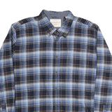 WEATHERPROOF Mens Blue & Brown Check Shirt 2XL Button Down Long Sleeve Cotton