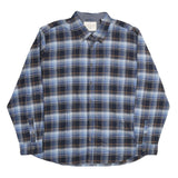 WEATHERPROOF Mens Blue & Brown Check Shirt 2XL Button Down Long Sleeve Cotton
