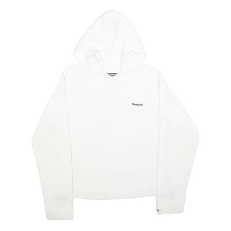 REEBOK Womens White Hoodie UK 14 Cotton Blend Casual Pullover Sweatshirt