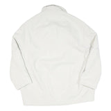 Womens White Plain Jacket L Polyester Blend Button Closure Classic Fit Elegant
