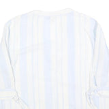 MONSOON Womens White & Blue Printed Top 3/4 Sleeve V-Neck M Linen Blend