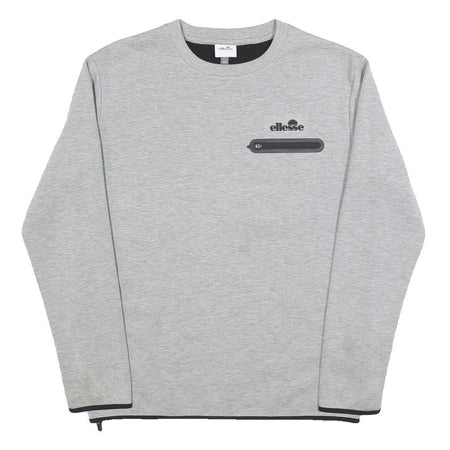 ELLESSE Mens Grey Sweatshirt Crew Neck S Cotton Blend Casual Pullover