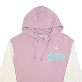 ADIDAS Womens Pink & Cream Cropped Pullover Hoodie UK 6 Cotton Blend Casual