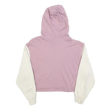 ADIDAS Womens Pink & Cream Cropped Pullover Hoodie UK 6 Cotton Blend Casual