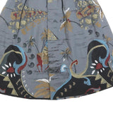 Womens Grey & Multicoloured Printed Pleated Knee Length Polyester Blend Skirt S