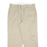 DICKIES Mens Relaxed Beige Cotton Blend Twill Trousers W36 L27 Workwear Zip