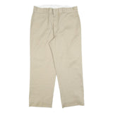 DICKIES Mens Relaxed Beige Cotton Blend Twill Trousers W36 L27 Workwear Zip