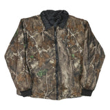 Mens Beige Brown Camouflage Reversible Zip Jacket XL Polyester Blend Outdoor