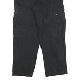 VANS Mens Black Relaxed Cargo Denim Jeans W29 L28 Elastic Waist Zip Closure