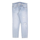 LEVI'S 501 T Womens Jeans Blue Regular Straight Denim Light W32 L28 Distressed