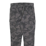 FSBN Mens Cotton Blend Black Camouflage Slim Drawstring Trousers W30 L27
