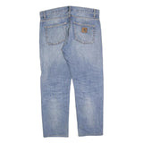 CARHARTT Mens Relaxed Blue Denim Medium Wash W37 L28 Zip Closure Work Jeans