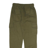 Mens Cotton Blend Olive Green Trousers Regular Fit Cargo W28 L29 Drawstring