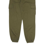 Mens Cotton Blend Olive Green Trousers Regular Fit Cargo W28 L29 Drawstring