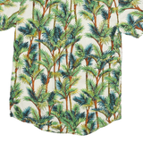 AISOKULA Mens Green & Brown Tropical Palm Print Slim Fit M Cotton Blend Shirt