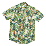 AISOKULA Mens Green & Brown Tropical Palm Print Slim Fit M Cotton Blend Shirt