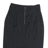 BURBERRY Womens Black Pencil Knee Length Cotton Skirt UK 4 Classic Elegant Zip