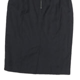 BURBERRY Womens Black Pencil Knee Length Cotton Skirt UK 4 Classic Elegant Zip