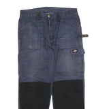 DICKIES Mens Cotton Blend Navy Blue Relaxed Straight Trousers W34 L30 Workwear