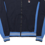 FILA Womens Navy Blue & Light Blue Track Jacket S Polyester Blend Zip Logo