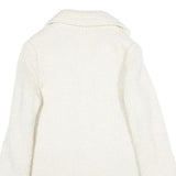 HD MODES Womens White Wool Blend Jacket Button UK 16 Classic Knit Fall Winter