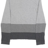 LACOSTE Mens Grey & Dark Grey Long Sleeve Striped M Cotton Blend Polo Shirt