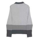 LACOSTE Mens Grey & Dark Grey Long Sleeve Striped M Cotton Blend Polo Shirt