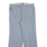 TREVIRA Mens Wool Blend Light Blue Regular Fit Straight Leg Trousers W34 L30