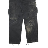 CARHARTT Mens Black Cotton Blend Relaxed Cargo Trousers W34 L32 Workwear