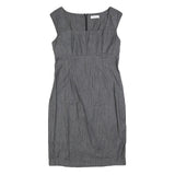 CALVIN KLEIN Womens Grey Fit & Flare Cotton Blend Dress M Elegant Workwear