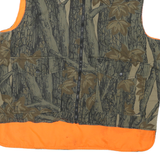 Mens Green & Orange Camouflage Cotton Blend Outdoor Sleeveless Zip Jacket L