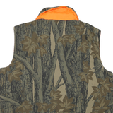 Mens Green & Orange Camouflage Cotton Blend Outdoor Sleeveless Zip Jacket L