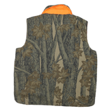 Mens Green & Orange Camouflage Cotton Blend Outdoor Sleeveless Zip Jacket L