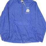 SPORTMASTER Womens Blue Hooded Nylon Jacket L Lightweight Windbreaker Half Zip
