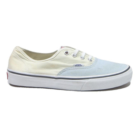 VANS Authentic Womens Low Top Trainers Cream & Blue Cotton Blend UK 5 Casual