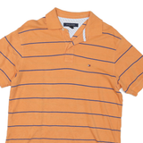TOMMY HILFIGER Mens Orange & Blue Stripe Short Sleeve Polo Shirt M Casual Summer