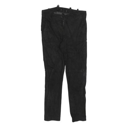 Womens Black Leather Slim Fit Zip Trousers W30 L28 Stylish Comfortable