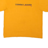 TOMMY JEANS Mens Yellow Graphic T-Shirt L Short Sleeve Crew Neck Logo Print