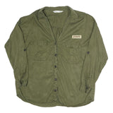 ZARA Womens Green Utility Shirt Long Sleeve Collared L Casual Cotton Blend