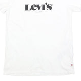 LEVI'S Womens White Logo Graphic T-Shirt XS Short Sleeve Crew Neck Cotton
