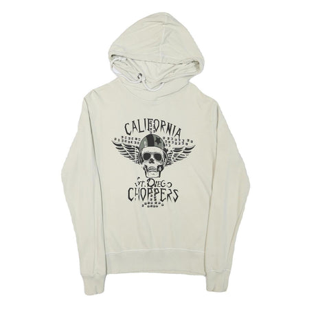 ST DIEGO Womens Cream California Choppers Cotton Blend Hoodie M Skull Print