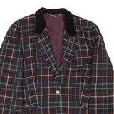 BASHER Womens Blue & Red Checked Wool Jacket M Woven Button Closure Velvet