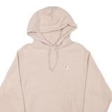 CHAMPION Mens Beige Pullover Hoodie S S Logo Cotton Blend Casual Sweatshirt