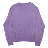 POLO RALPH LAUREN Mens Purple Plain Crew Neck Basic Knit Jumper XL Cotton Blend