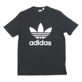 ADIDAS Womens Black Cotton Blend Graphic T-Shirt UK 14 Short Sleeve Crew Neck