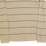TOMMY HILFIGER Mens Beige Striped Pullover Plain Crew Neck Basic Knit XL Jumper