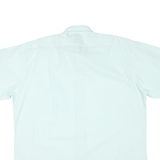 Mens White & Light Blue Cotton Blend Short Sleeve Shirt XL Casual Summer Wear