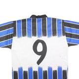 MARKA SPORT Mens Blue & Black Football Shirt L Short Sleeve V-Neck Zip Striped